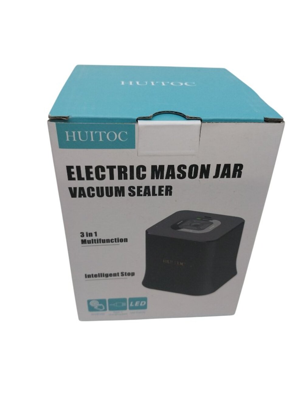 Electric Mason Jar Vacuum Sealer Wide Mouth & Regular Jars 12 Lids Cordless LED